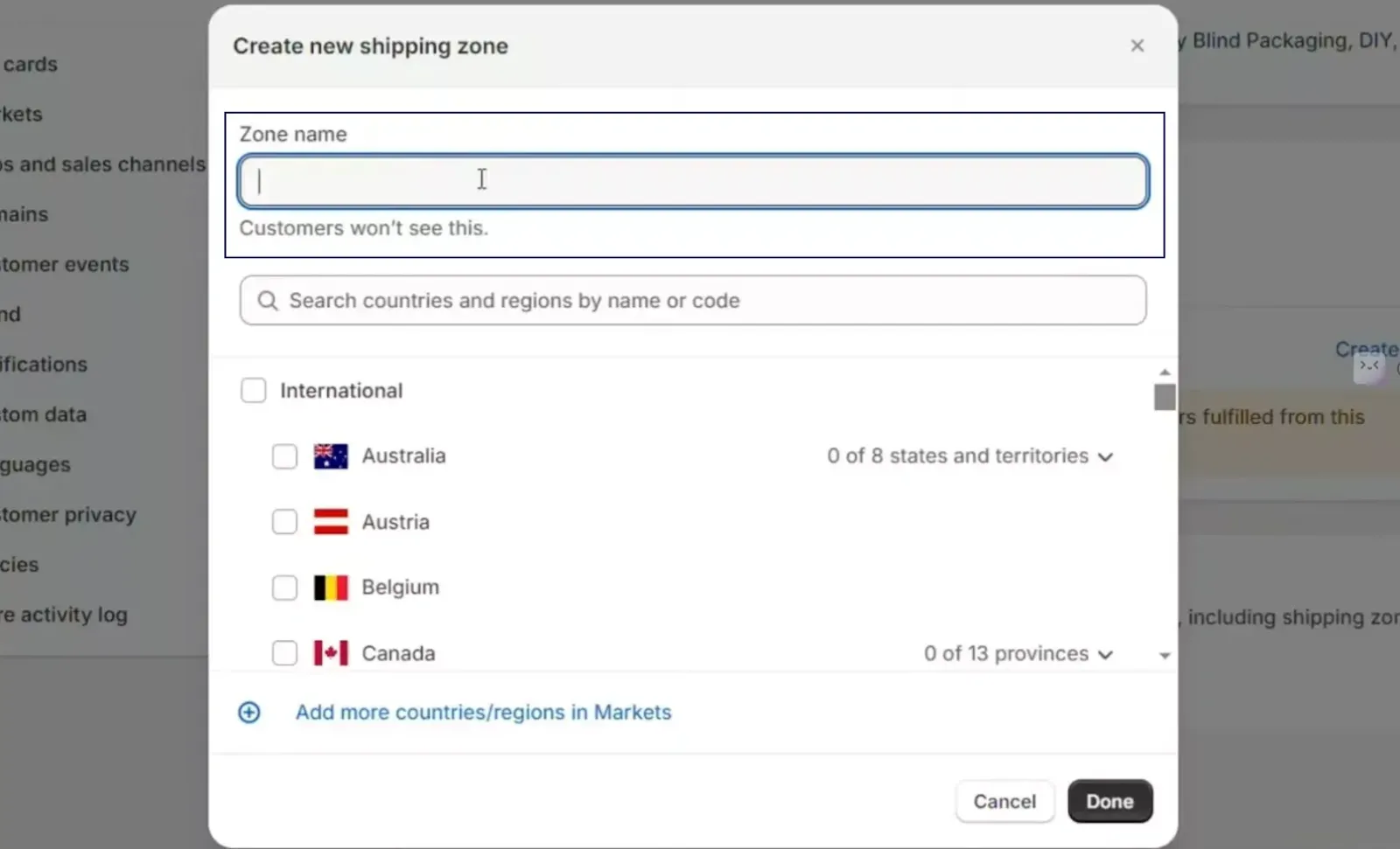 Add the countries or regions